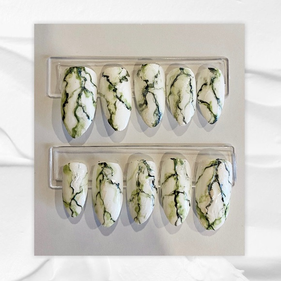 Other - HANDPAINTED GREEN JADE MARBLE PRESS ON NAILS